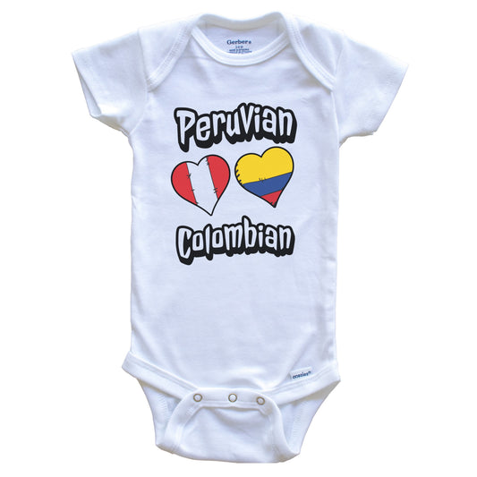 Peruvian Colombian Flag Heart Combo Peru Colombia Baby Bodysuit