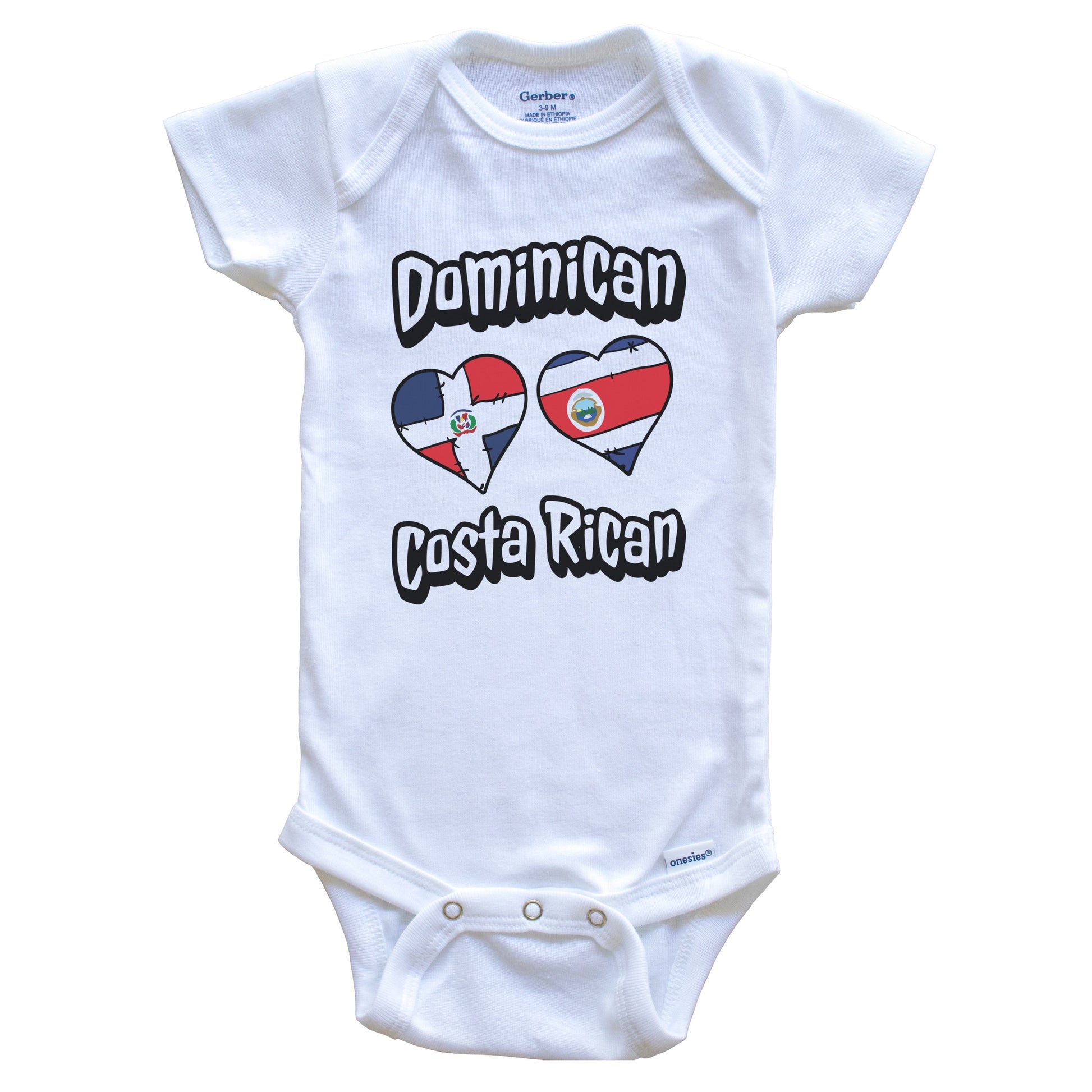 Dominican Costa Rican Hearts Dominican Republic Costa Rica Baby Bodysuit