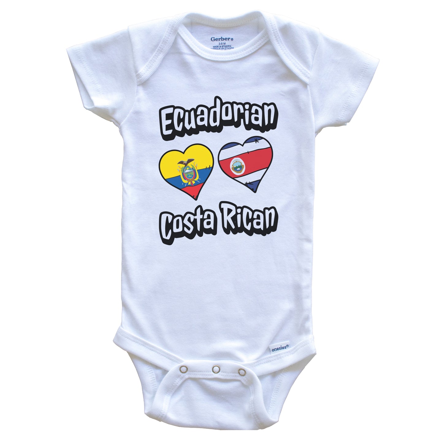 Ecuadorian Costa Rican Flag Heart Combo Ecuador Costa Rica Baby Bodysuit
