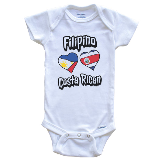 Filipino Costa Rican Flag Heart Combo Philippines Costa Rica Baby Bodysuit
