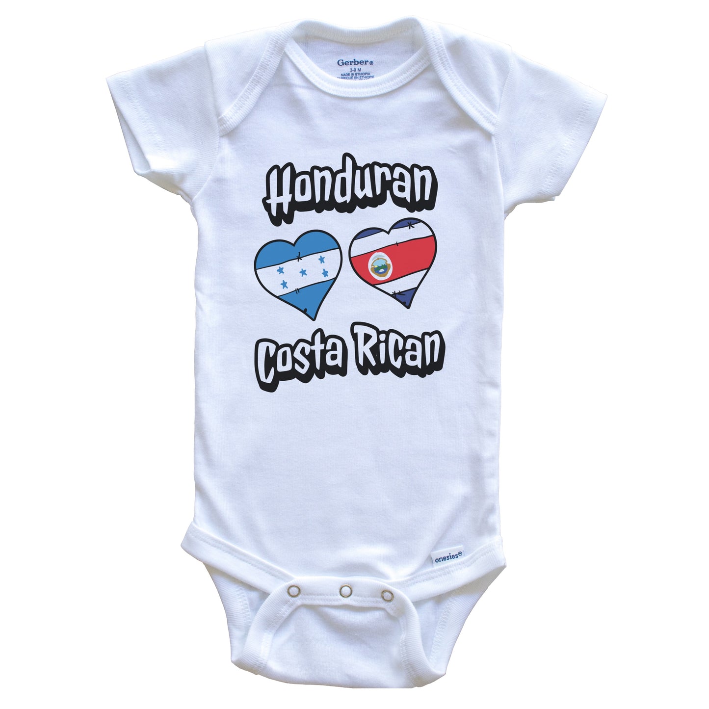 Honduran Costa Rican Flag Heart Combo Honduras Costa Rica Baby Bodysuit