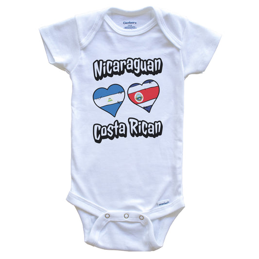 Nicaraguan Costa Rican Flag Heart Combo Nicaragua Costa Rica Baby Bodysuit