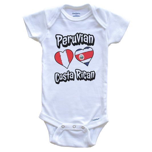Peruvian Costa Rican Flag Heart Combo Peru Costa Rica Baby Bodysuit
