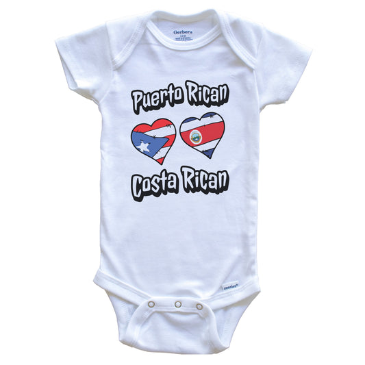 Puerto Rican Costa Rican Flag Hearts Puerto Rico Costa Rica Baby Bodysuit