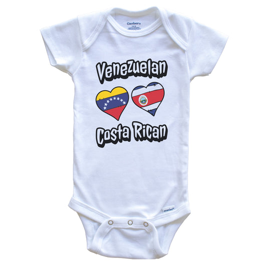 Venezuelan Costa Rican Flag Heart Combo Venezuela Costa Rica Baby Bodysuit