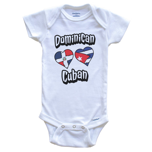 Dominican Cuban Flag Heart Combo Dominican Republic Cuba Baby Bodysuit