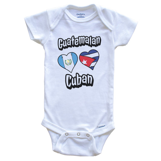 Guatemalan Cuban Flag Heart Combo Guatemala Cuba Baby Bodysuit