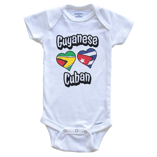 Guyanese Cuban Flag Heart Combo Guyana Cuba Baby Bodysuit