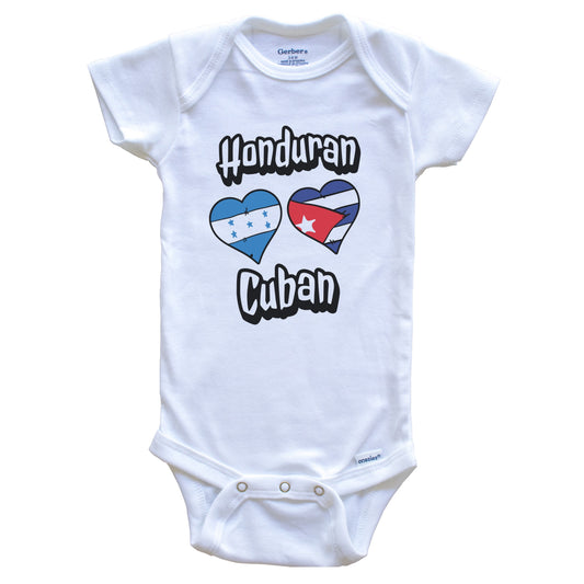Honduran Cuban Flag Heart Combo Honduras Cuba Baby Bodysuit