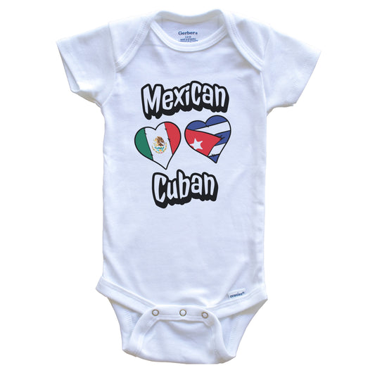 Mexican Cuban Flag Heart Combo Mexico Cuba Baby Bodysuit