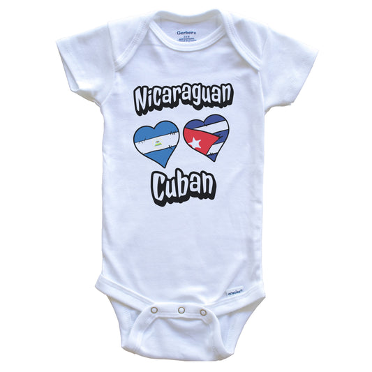 Nicaraguan Cuban Flag Heart Combo Nicaragua Cuba Baby Bodysuit