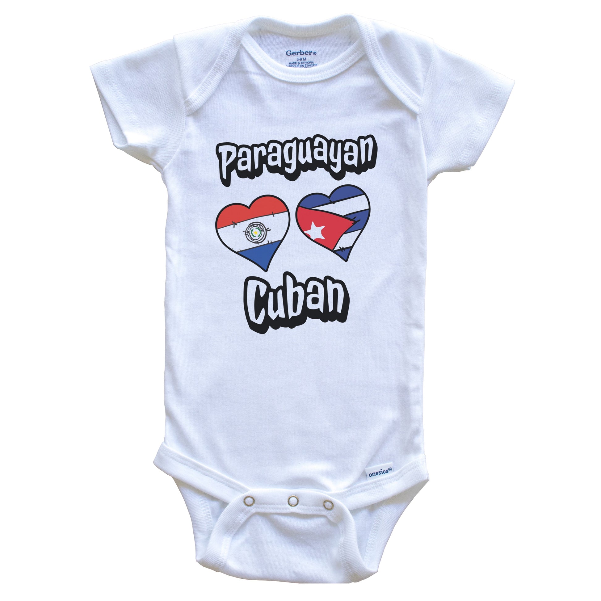 Paraguayan Cuban Flag Heart Combo Paraguay Cuba Baby Bodysuit