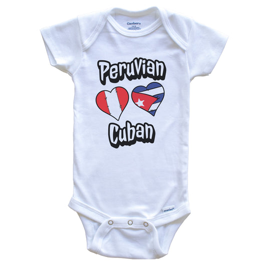 Peruvian Cuban Flag Heart Combo Peru Cuba Baby Bodysuit