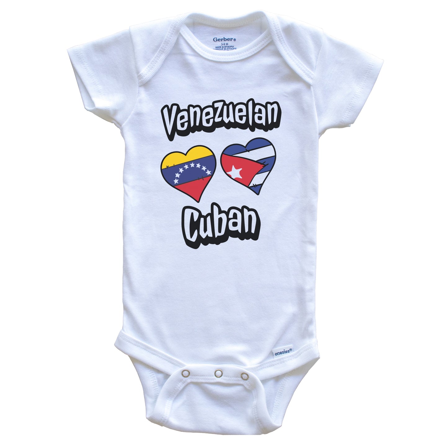 Venezuelan Cuban Flag Heart Combo Venezuela Cuba Baby Bodysuit