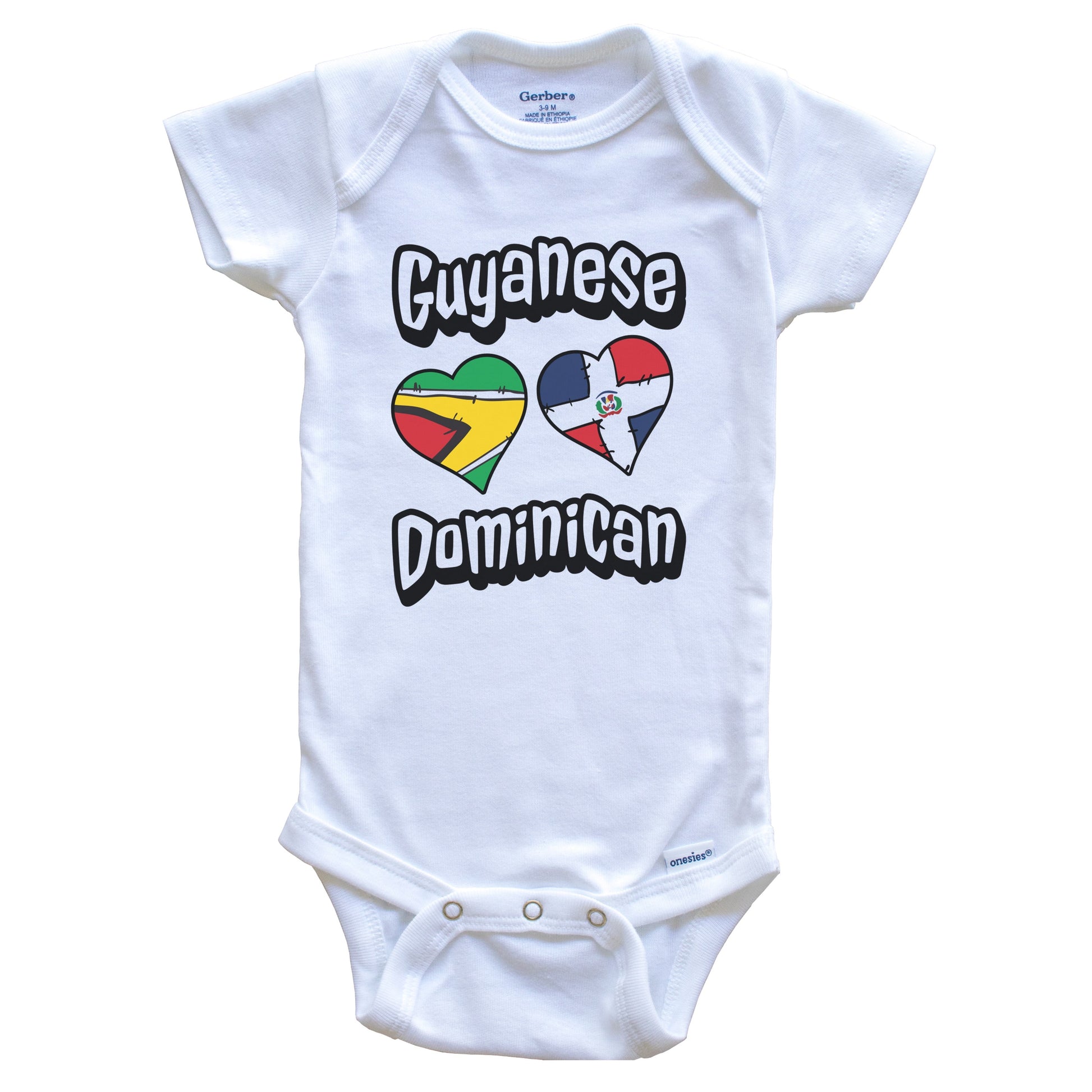 Guyanese Dominican Flag Hearts Guyana Dominican Republic Baby Bodysuit