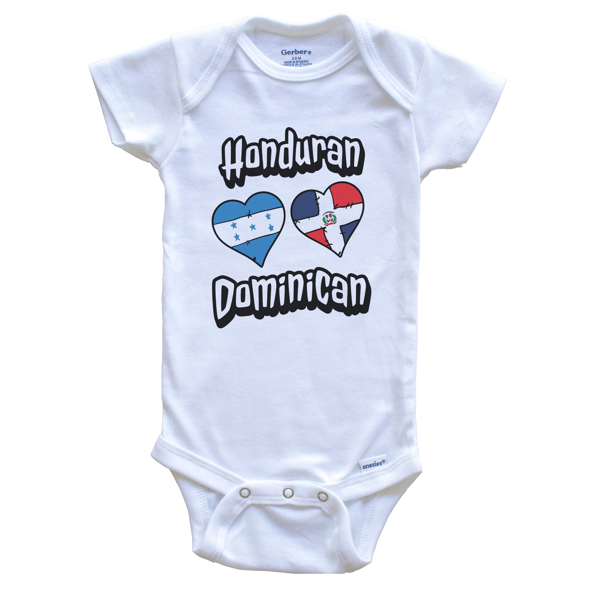 Honduran Dominican Flag Hearts Honduras Dominican Republic Baby Bodysuit