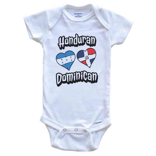 Honduran Dominican Flag Hearts Honduras Dominican Republic Baby Bodysuit