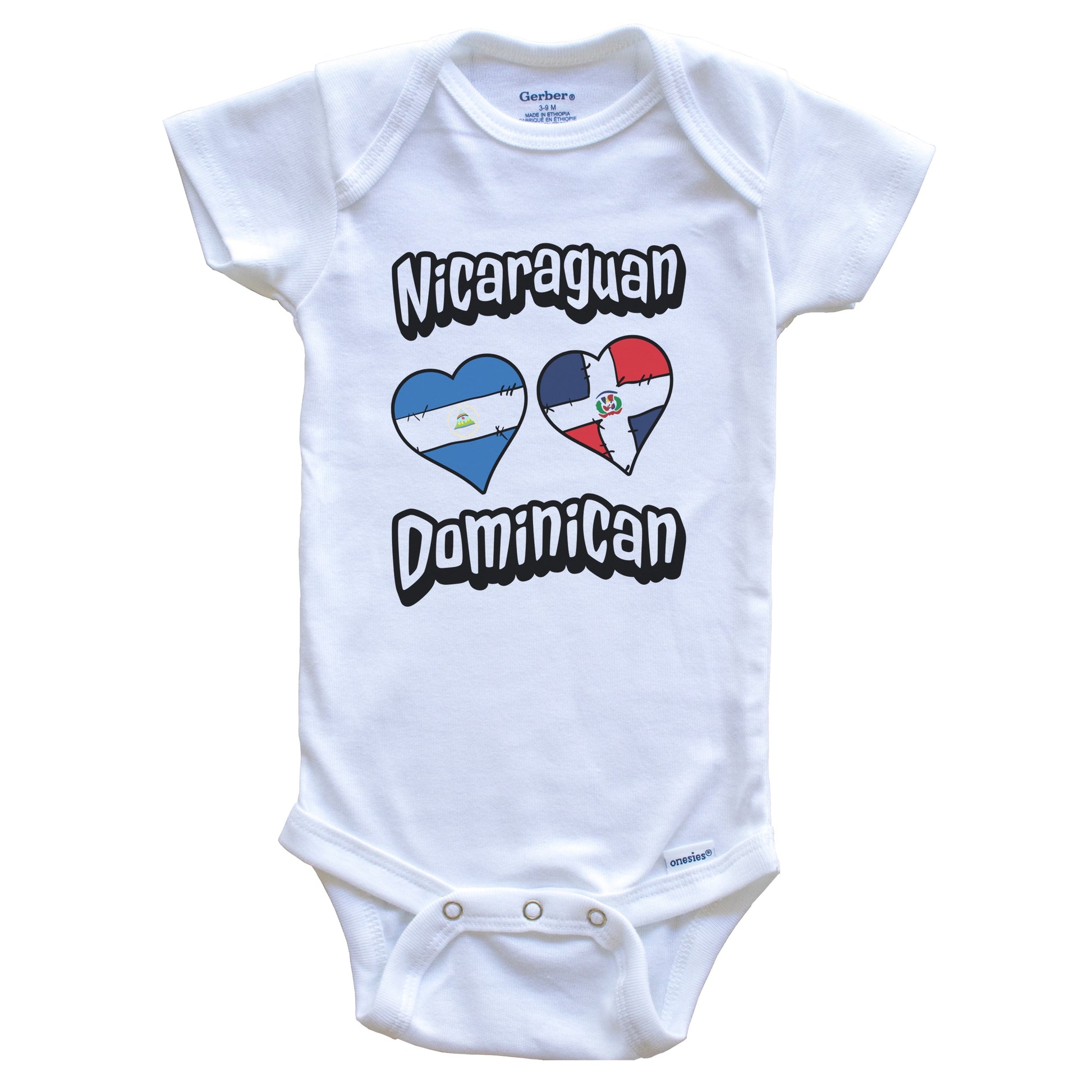 Nicaraguan Dominican Hearts Nicaragua Dominican Republic Baby Bodysuit