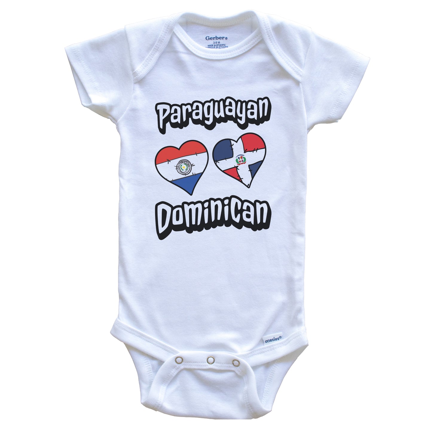 Paraguayan Dominican Flag Hearts Paraguay Dominican Republic Baby Bodysuit