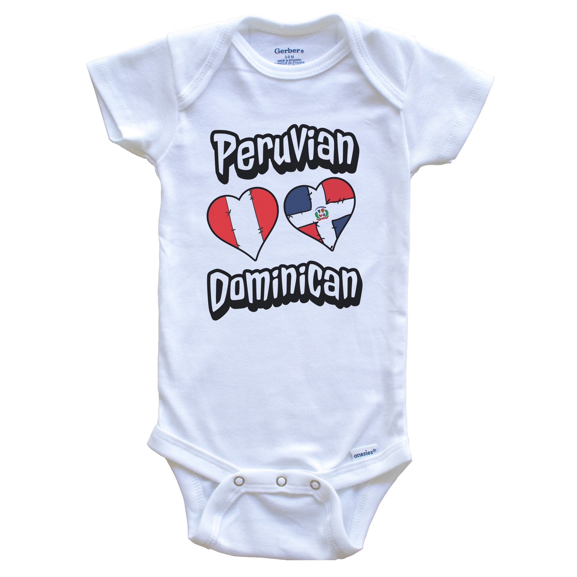 Peruvian Dominican Flag Heart Combo Peru Dominican Republic Baby Bodysuit