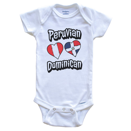 Peruvian Dominican Flag Heart Combo Peru Dominican Republic Baby Bodysuit