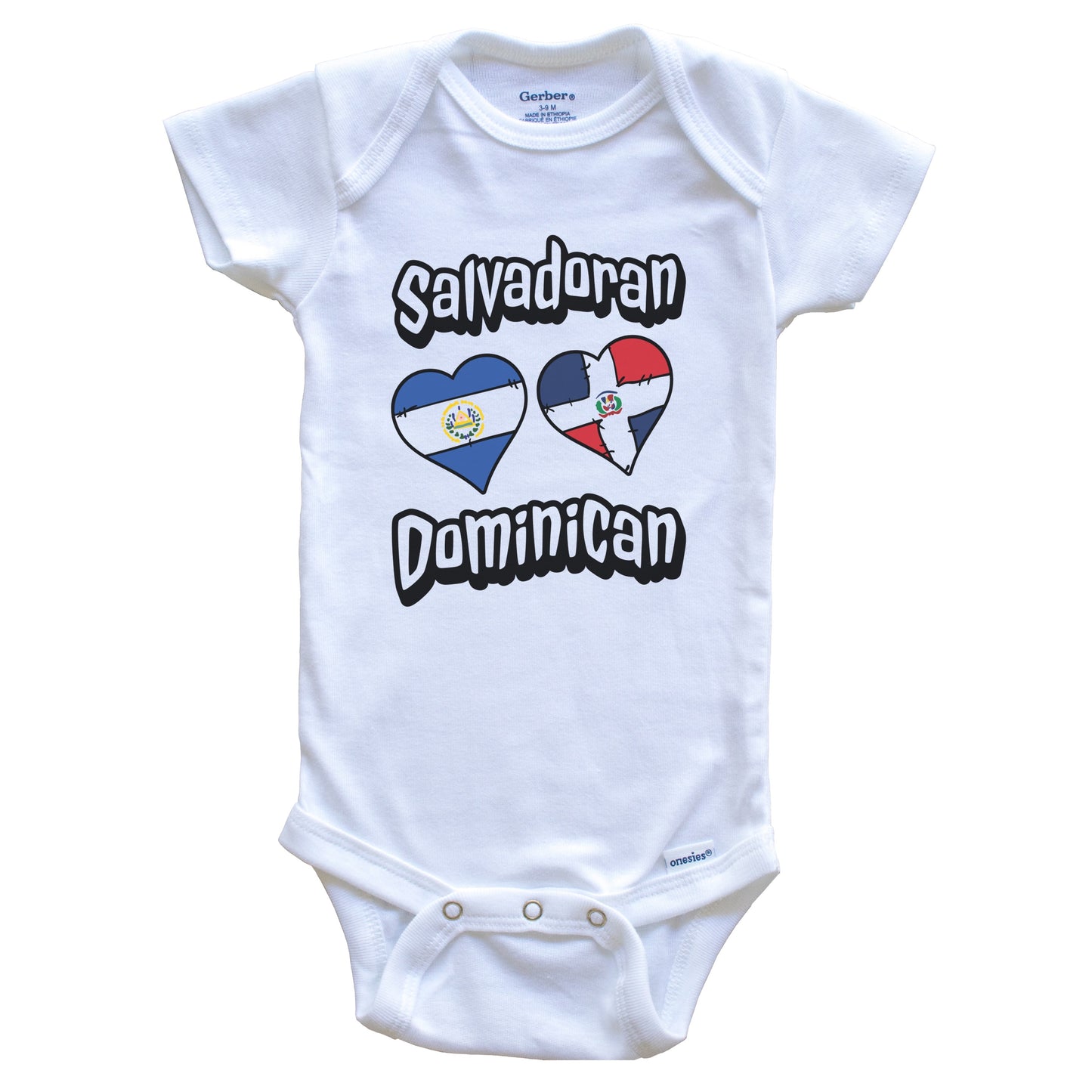 Salvadoran Dominican Hearts El Salvador Dominican Republic Baby Bodysuit