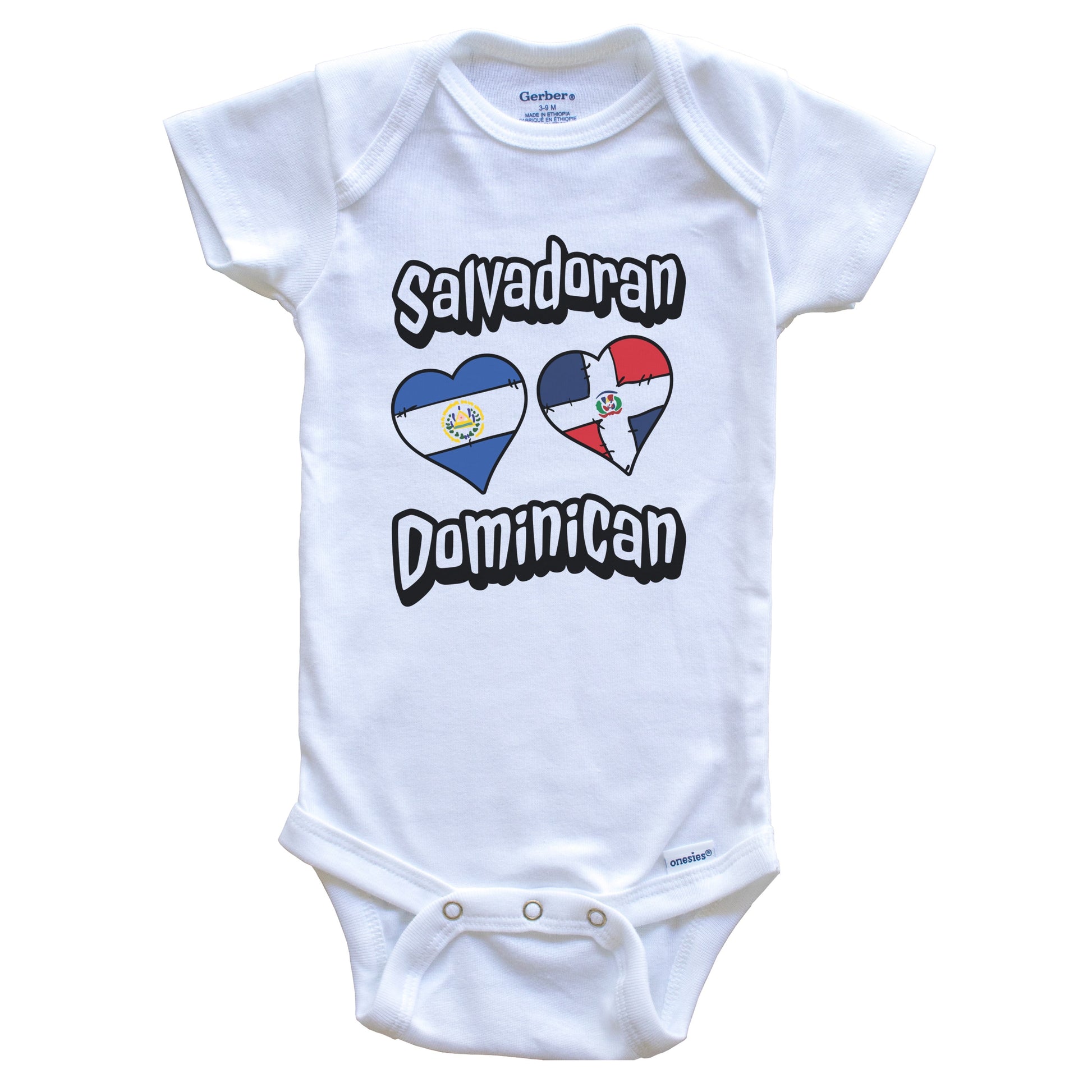 Salvadoran Dominican Hearts El Salvador Dominican Republic Baby Bodysuit