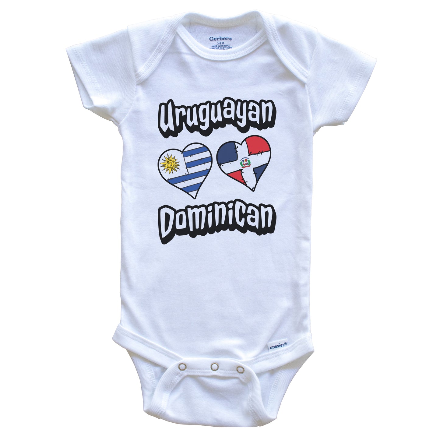 Uruguayan Dominican Flag Hearts Uruguay Dominican Republic Baby Bodysuit