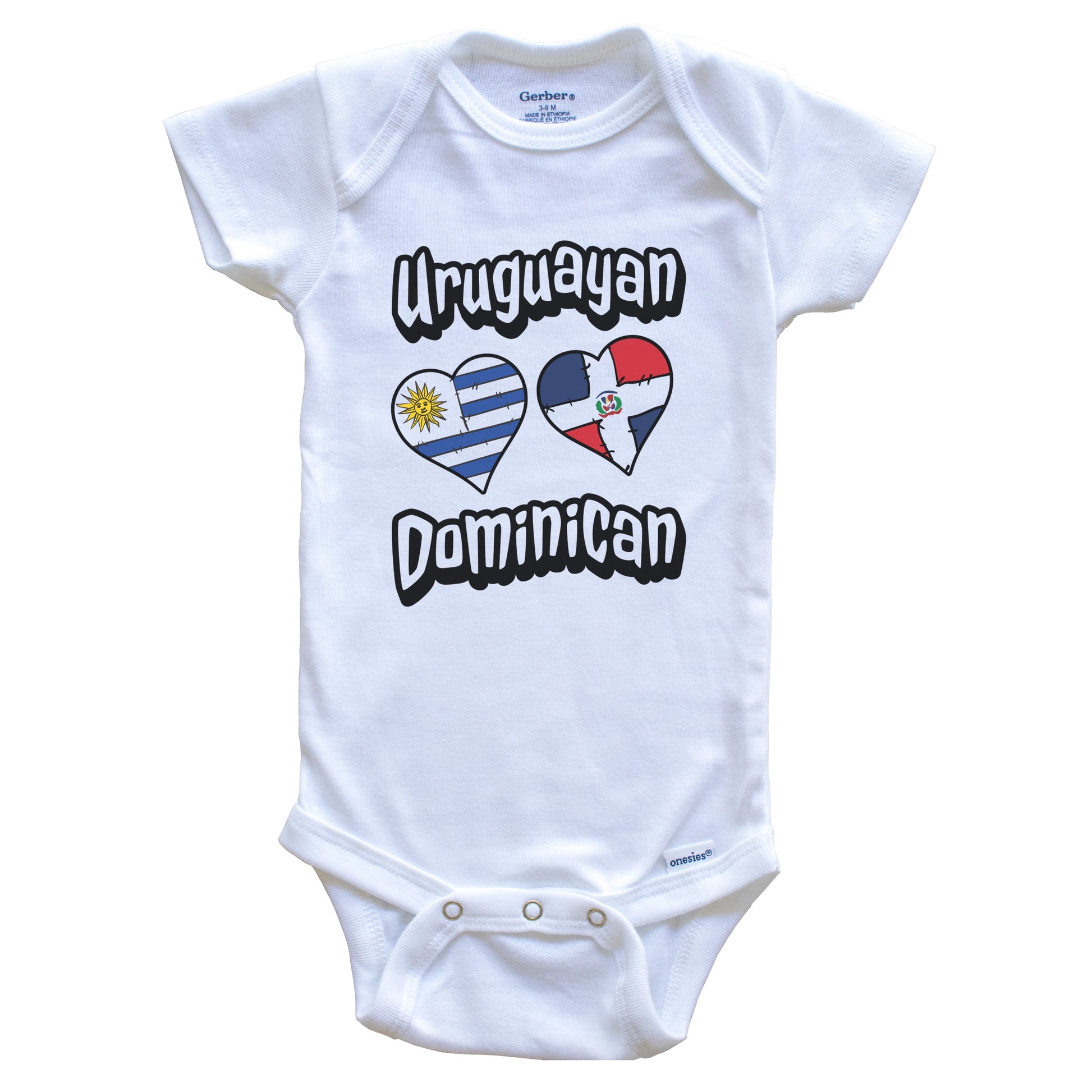 Uruguayan Dominican Flag Hearts Uruguay Dominican Republic Baby Bodysuit