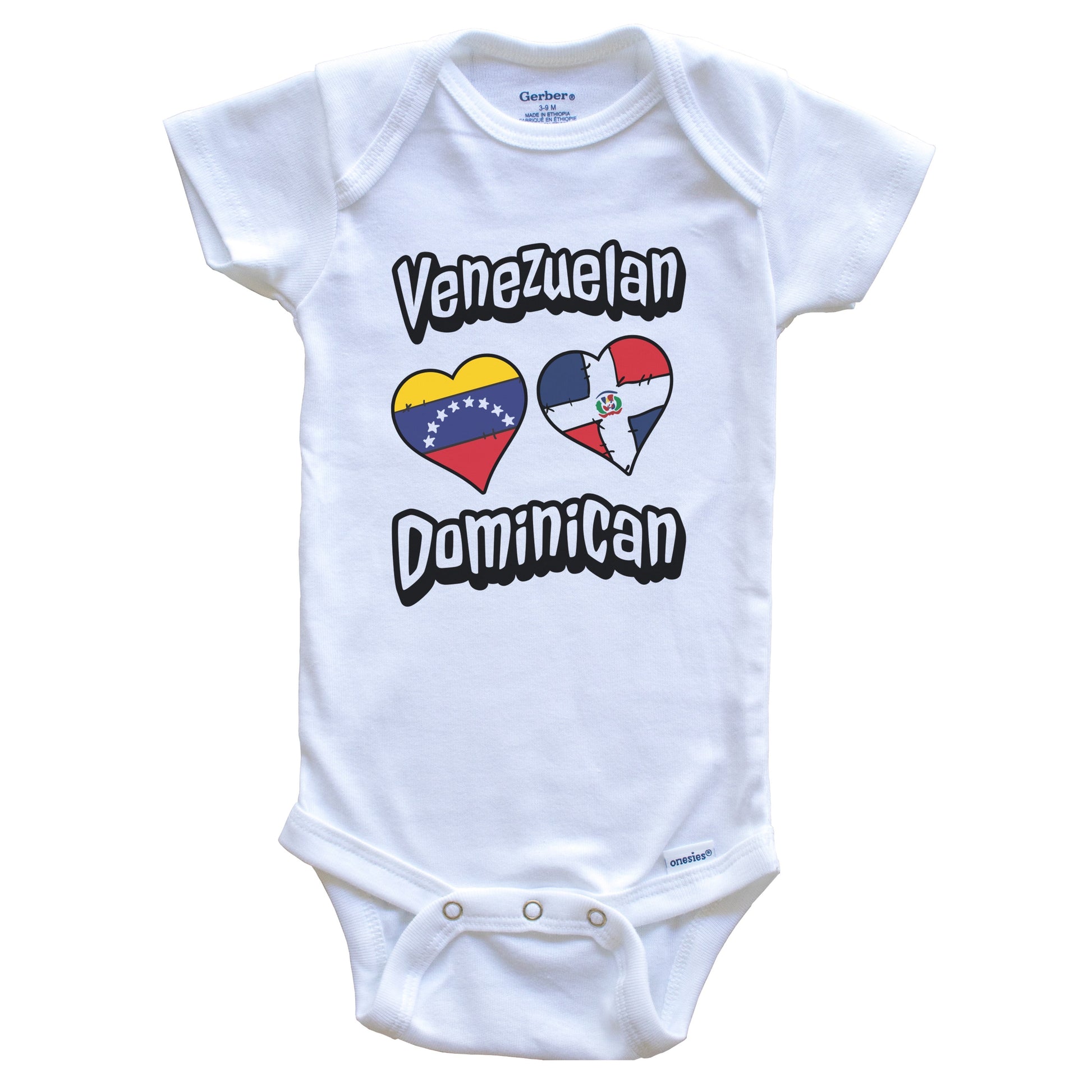 Venezuelan Dominican Hearts Venezuela Dominican Republic Baby Bodysuit