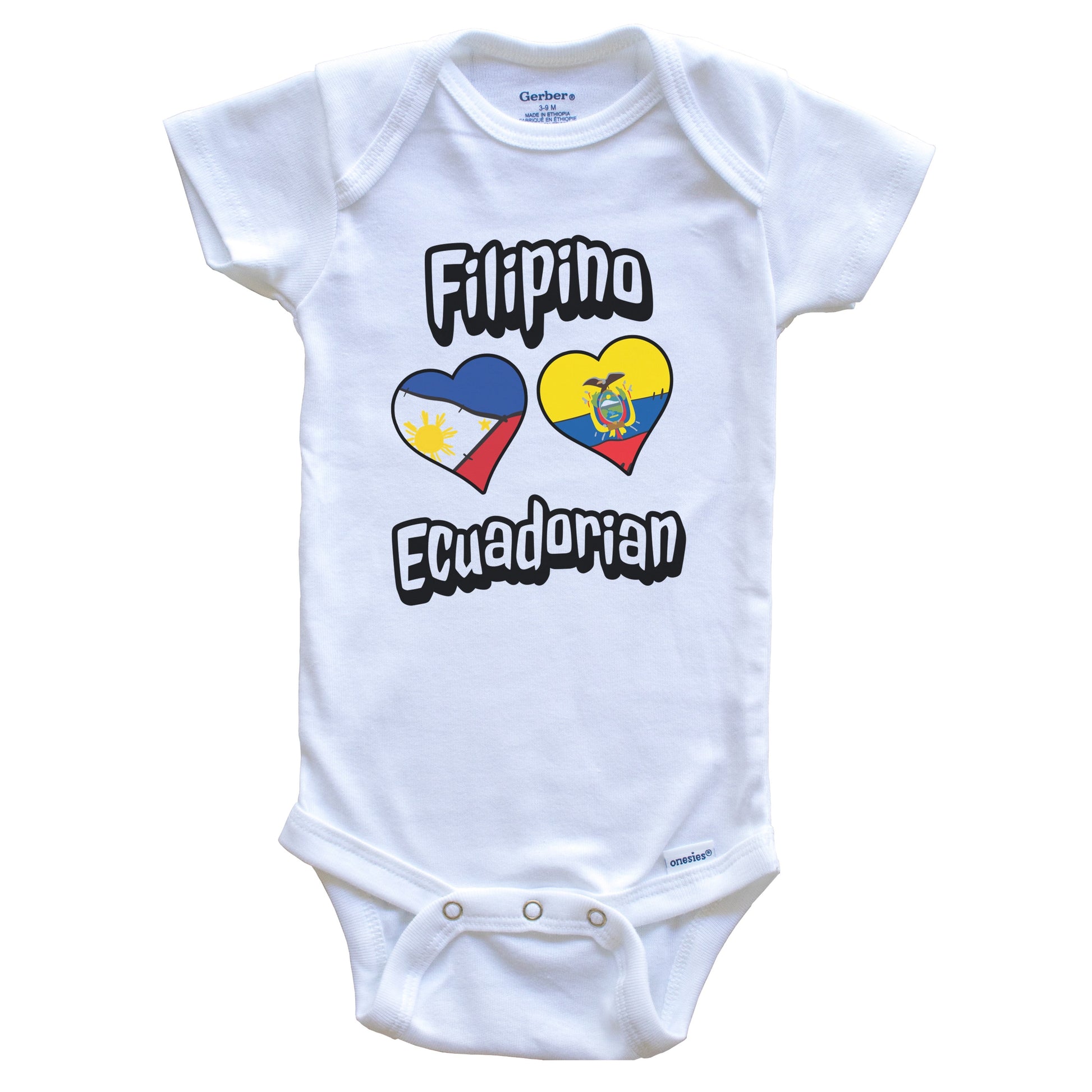 Filipino Ecuadorian Flag Heart Combo Philippines Ecuador Baby Bodysuit
