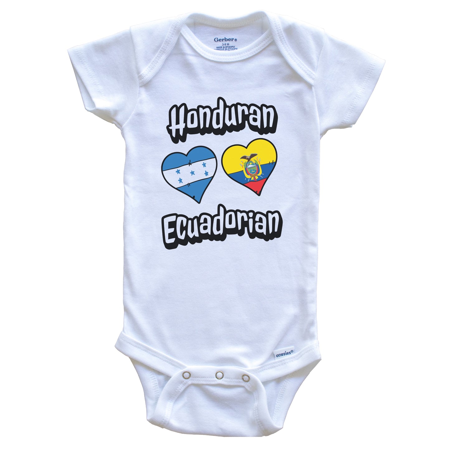 Honduran Ecuadorian Flag Heart Combo Honduras Ecuador Baby Bodysuit