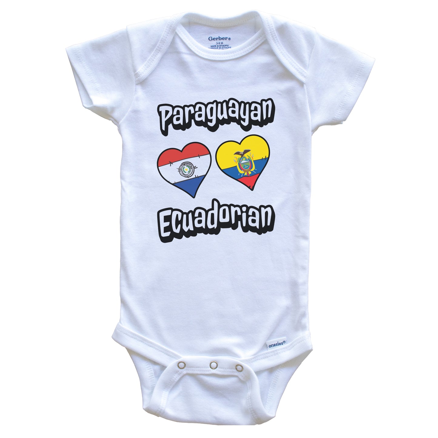 Paraguayan Ecuadorian Flag Heart Combo Paraguay Ecuador Baby Bodysuit