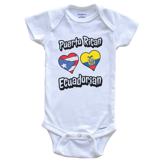 Puerto Rican Ecuadorian Flag Heart Combo Puerto Rico Ecuador Baby Bodysuit