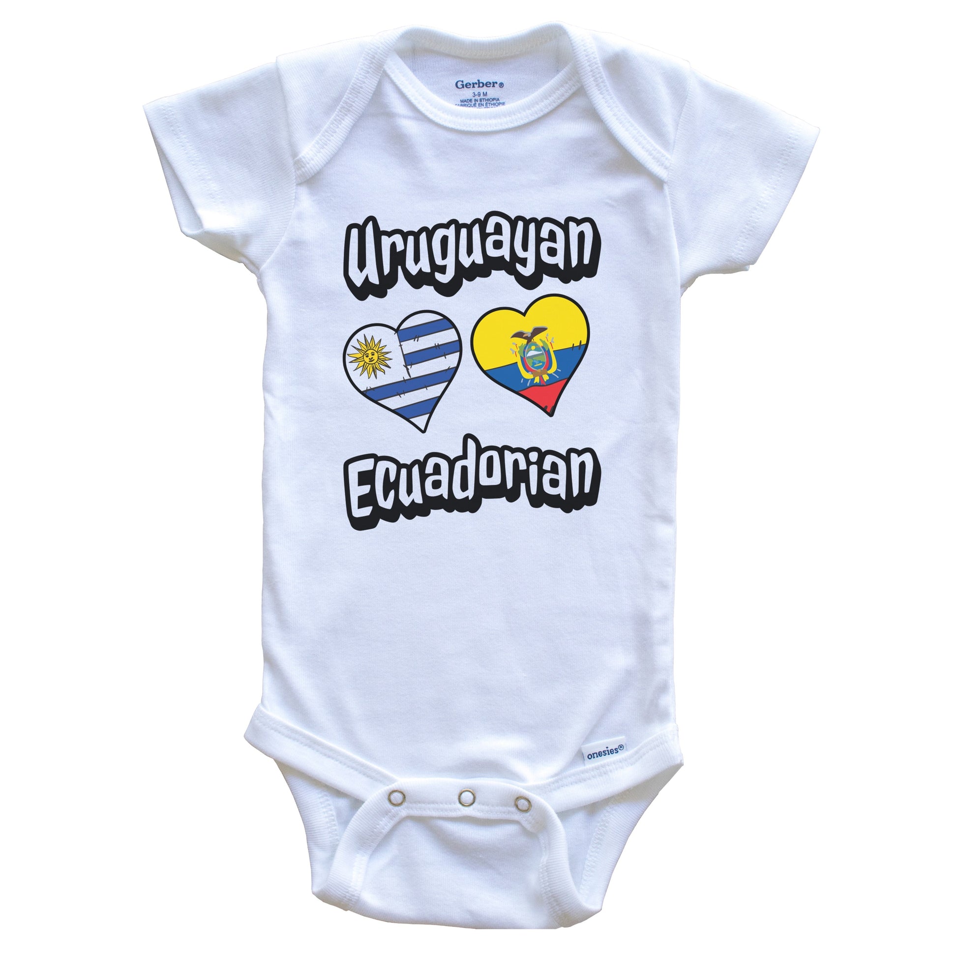 Uruguayan Ecuadorian Flag Heart Combo Uruguay Ecuador Baby Bodysuit