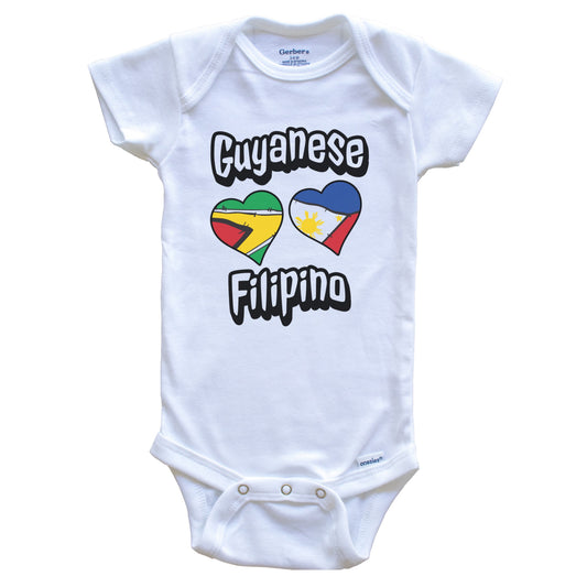 Guyanese Filipino Flag Heart Combo Guyana Philippines Baby Bodysuit