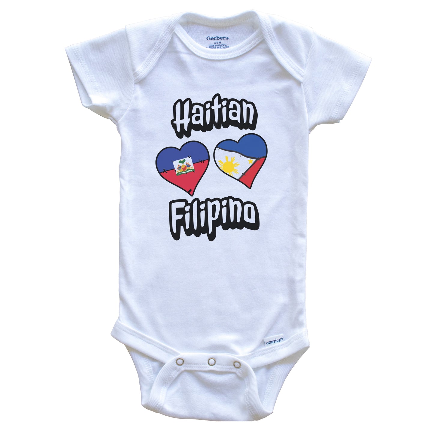 Haitian Filipino Flag Heart Combo Haiti Philippines Baby Bodysuit