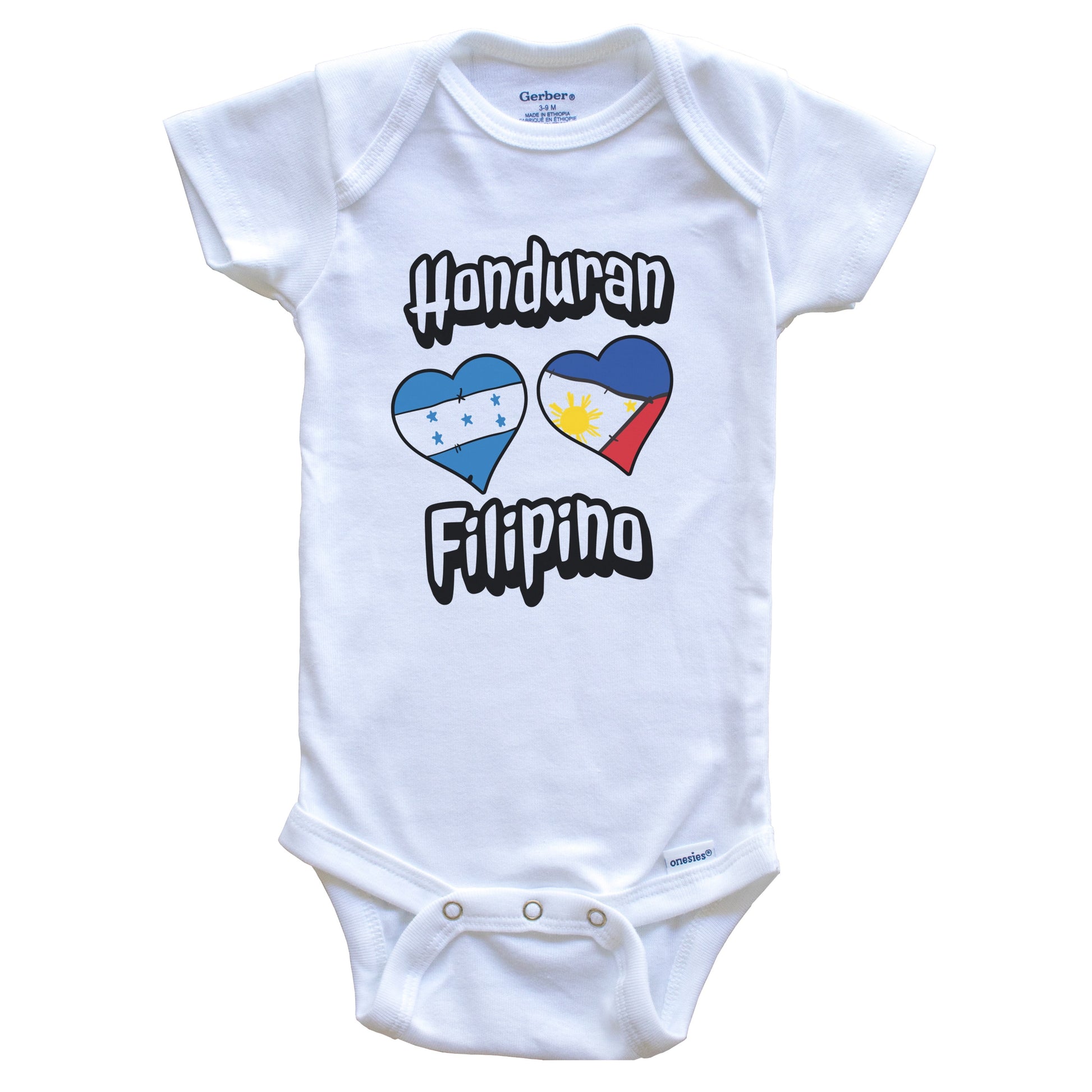Honduran Filipino Flag Heart Combo Honduras Philippines Baby Bodysuit