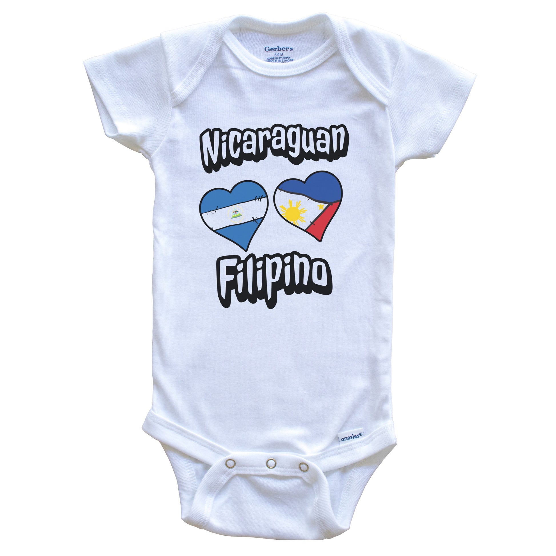Nicaraguan Filipino Flag Heart Combo Nicaragua Philippines Baby Bodysuit