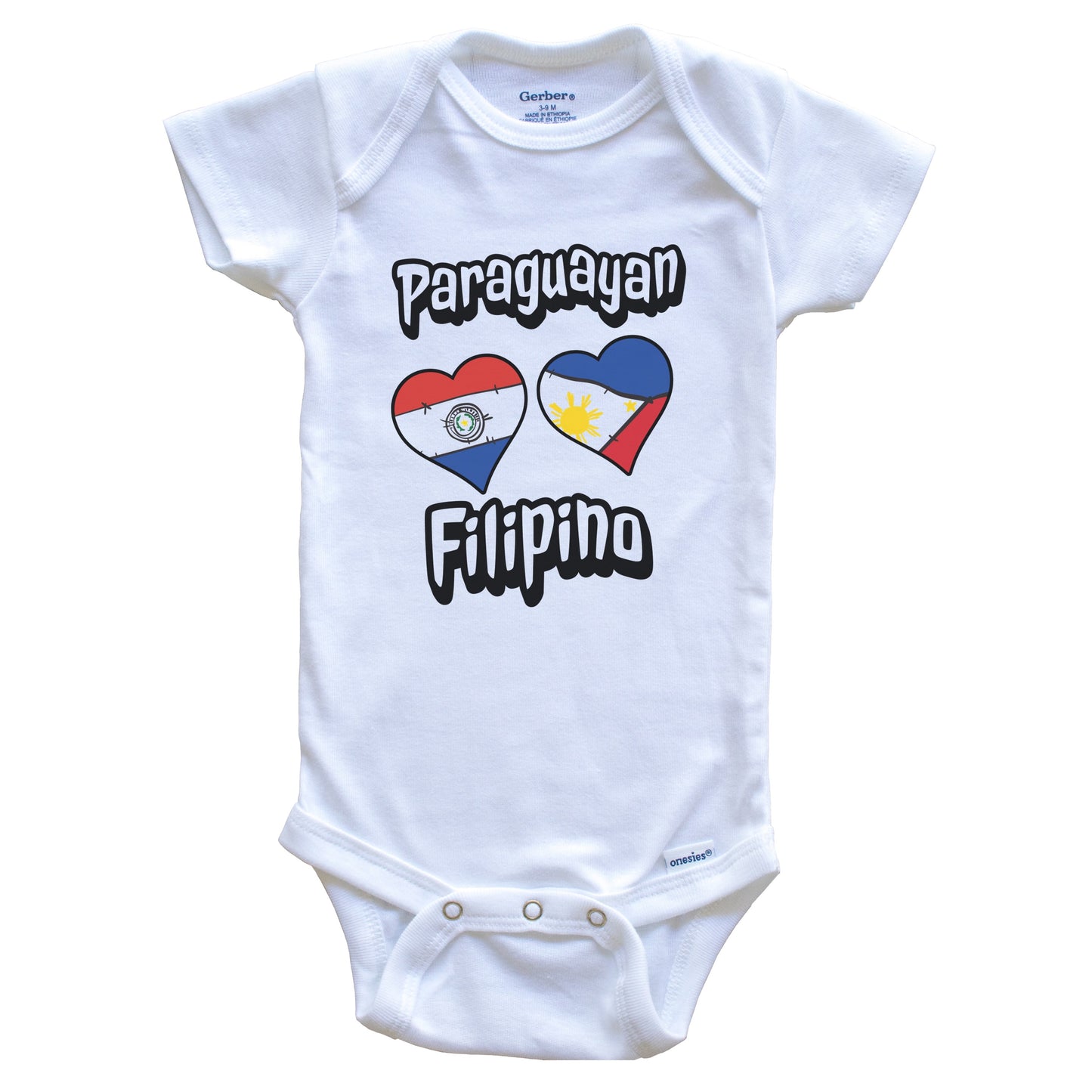 Paraguayan Filipino Flag Heart Combo Paraguay Philippines Baby Bodysuit