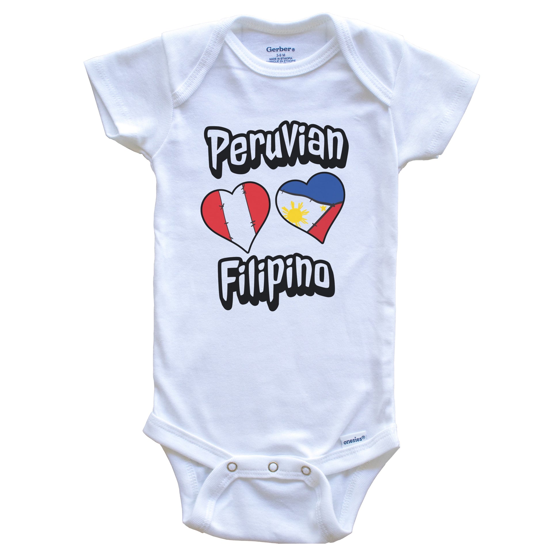 Peruvian Filipino Flag Heart Combo Peru Philippines Baby Bodysuit