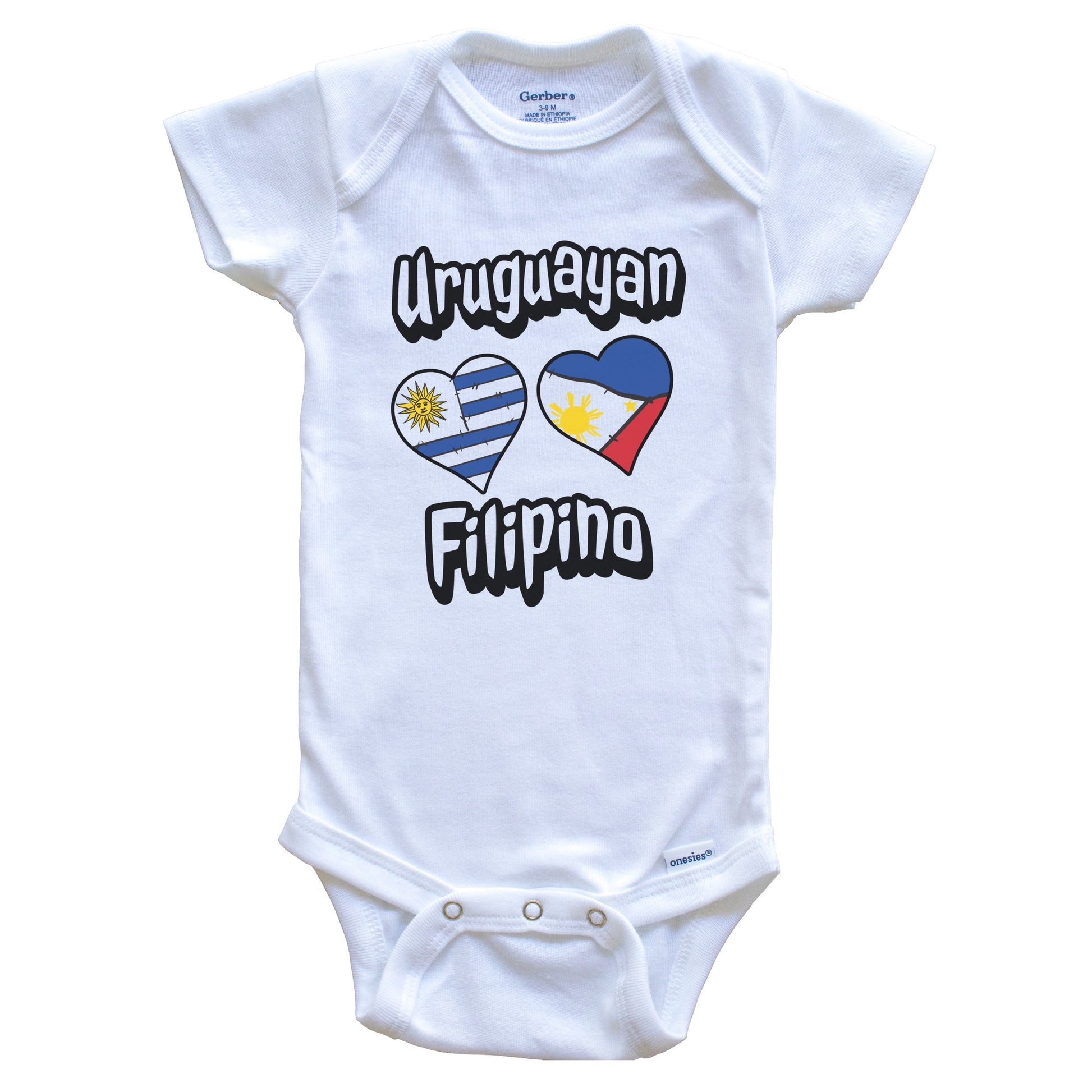 Uruguayan Filipino Flag Heart Combo Uruguay Philippines Baby Bodysuit