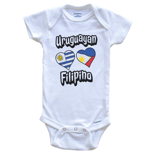 Uruguayan Filipino Flag Heart Combo Uruguay Philippines Baby Bodysuit
