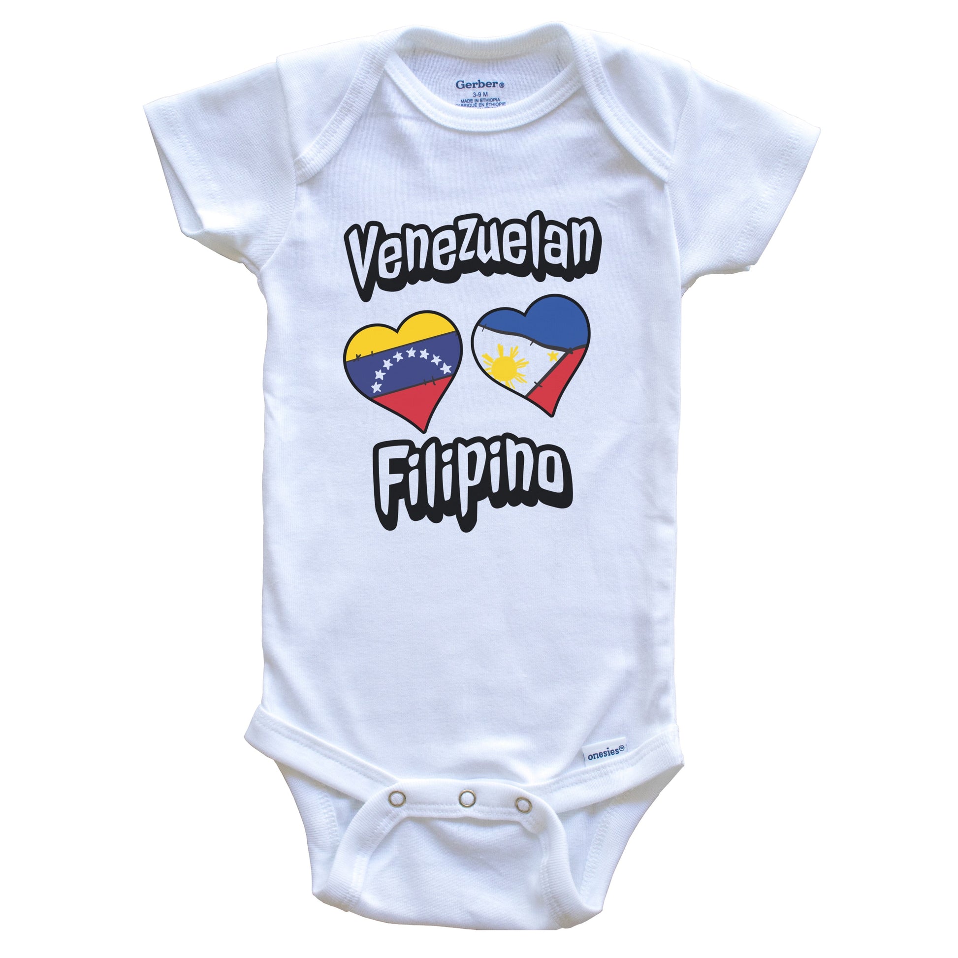 Venezuelan Filipino Flag Heart Combo Venezuela Philippines Baby Bodysuit