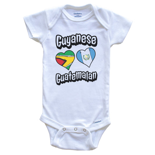 Guyanese Guatemalan Flag Heart Combo Guyana Guatemala Baby Bodysuit
