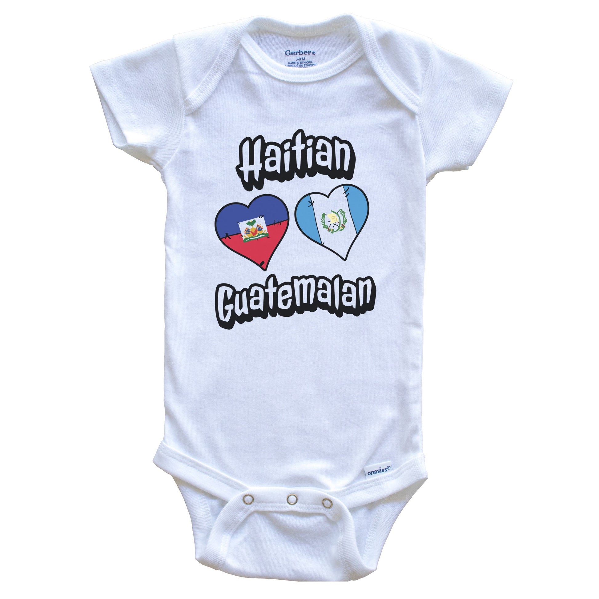 Haitian Guatemalan Flag Heart Combo Haiti Guatemala Baby Bodysuit