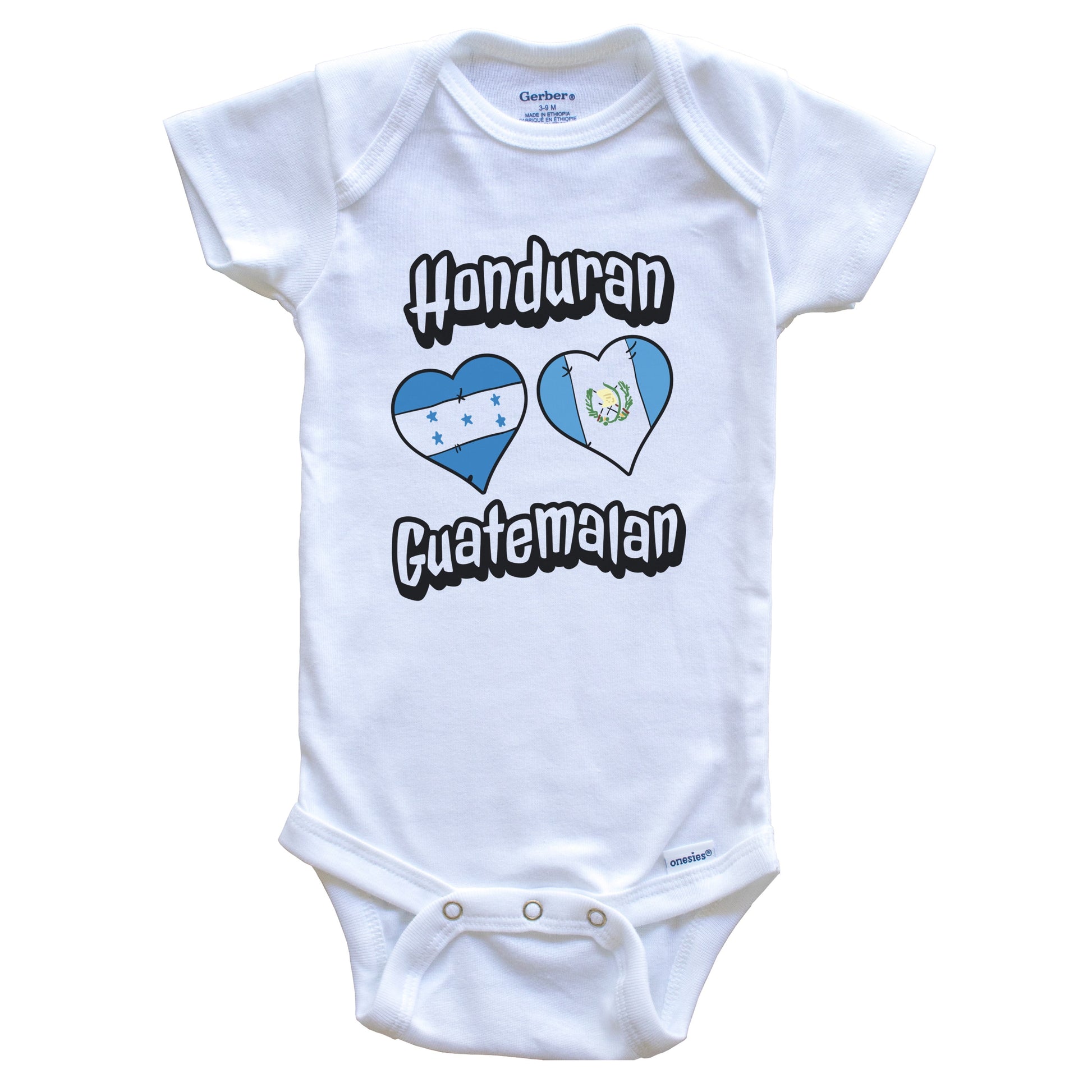 Honduran Guatemalan Flag Heart Combo Honduras Guatemala Baby Bodysuit