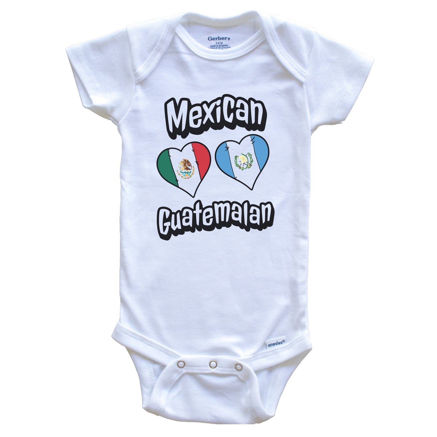 Mexican Guatemalan Flag Heart Combo Mexico Guatemala Baby Bodysuit