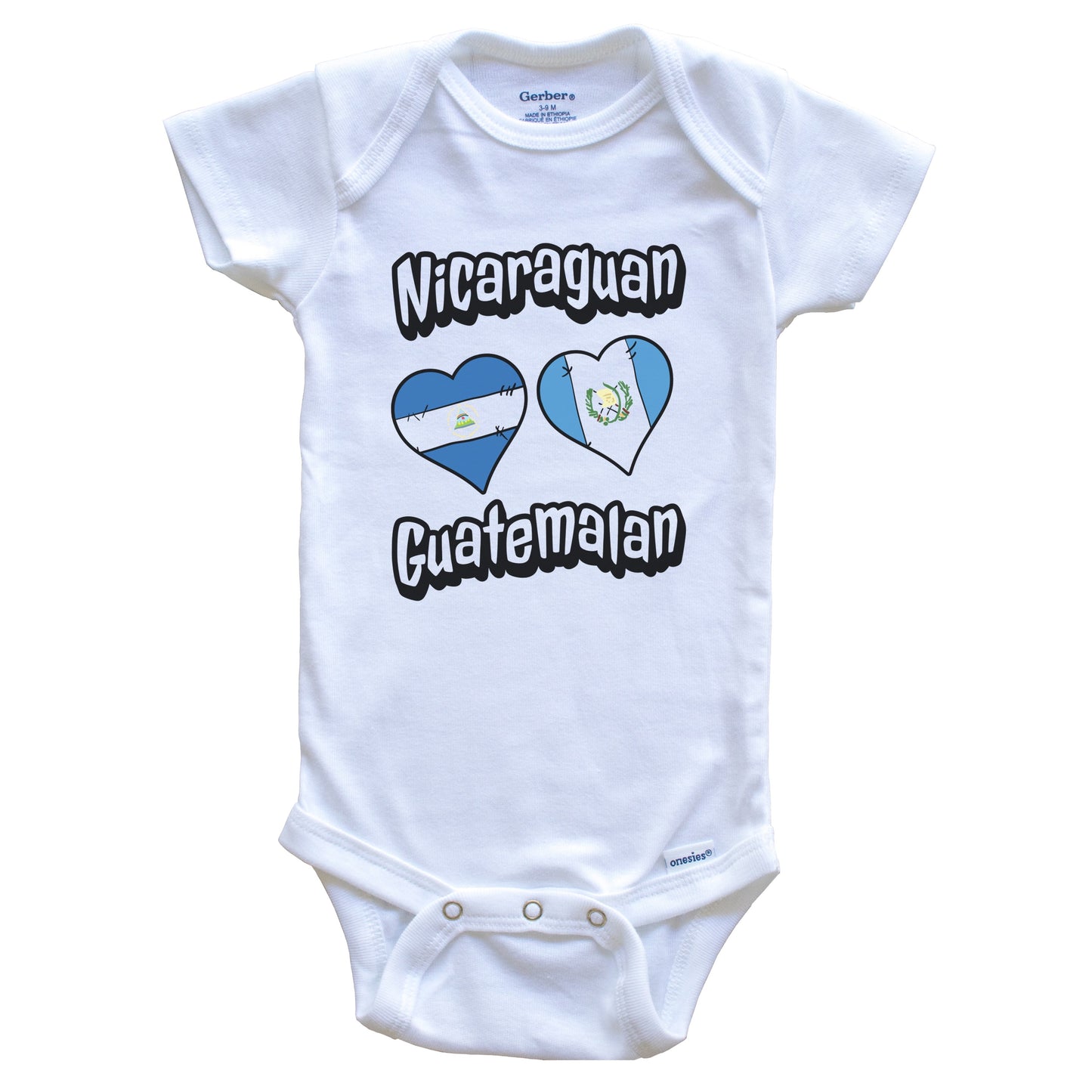 Nicaraguan Guatemalan Flag Heart Combo Nicaragua Guatemala Baby Bodysuit