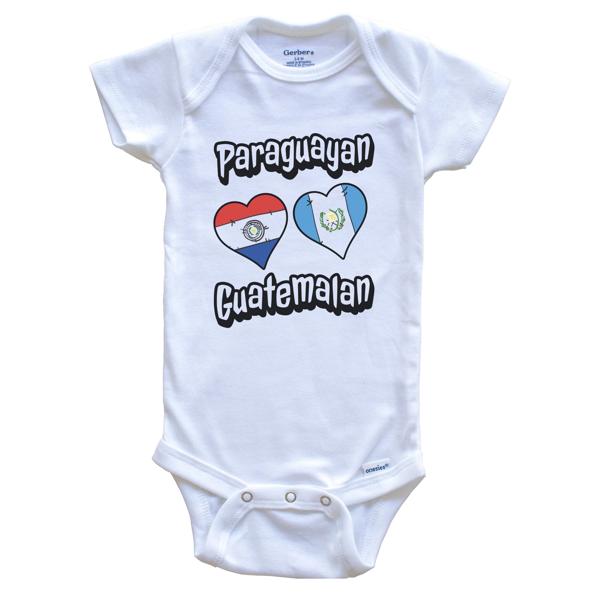 Paraguayan Guatemalan Flag Heart Combo Paraguay Guatemala Baby Bodysuit